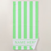 Mint with White Stripe Towel with Your Name ビーチタオル (正面)