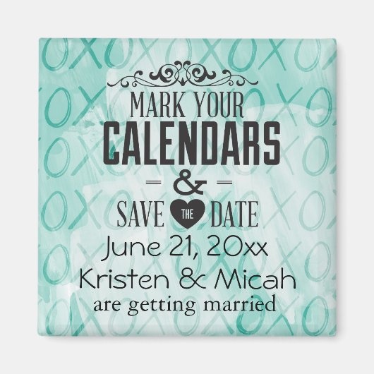 Mint XOXO日付の保存 マグネット (正面)