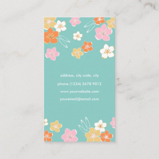 Mint yellow pink summer hawaiian exotic flowers 名刺 (裏面)
