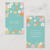Mint yellow pink summer hawaiian exotic flowers 名刺 (正面/裏面)