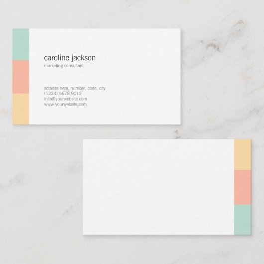 Mint yellow white minimal elegant feminine card 名刺 (正面/裏面)