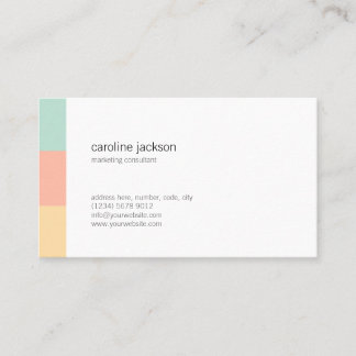 Mint yellow white minimal elegant feminine card 名刺