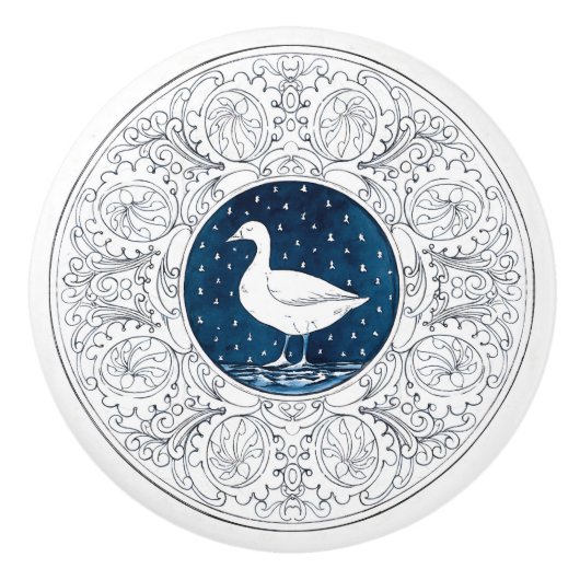 Mintons Goose British Royal Blue Victorian セラミックノブ (正面)