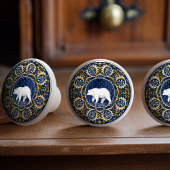 Mintons Grizzly Bear Blue Yellow Victorian セラミックノブ