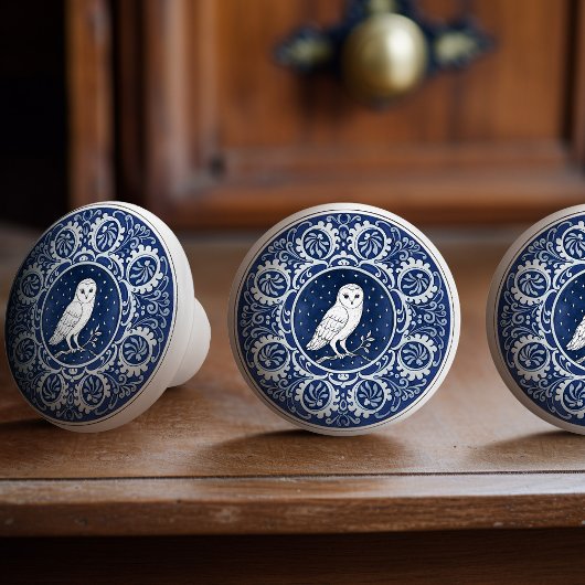 Mintons Owl British Royal Blue Victorian セラミックノブ