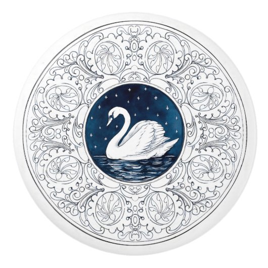 Mintons Swan British Royal Blue Victorian セラミックノブ (正面)