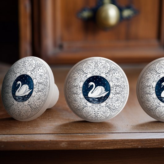 Mintons Swan British Royal Blue Victorian セラミックノブ