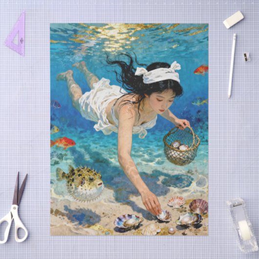 "Mio’s Descent" – An Ocean Portrait 薄葉紙 (クラフト)