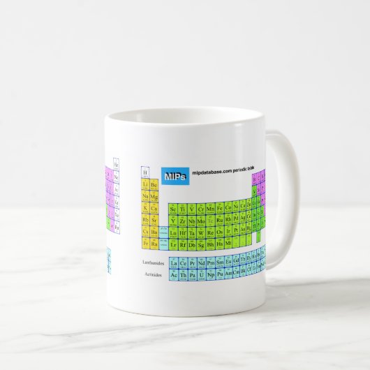Mipdatabaseの周期表のマグ コーヒーマグカップ (正面右)