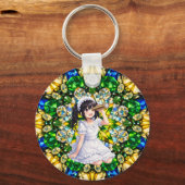 Mirabella in Emerald Light – Kaleidoscope Mandala  キーホルダー (正面)