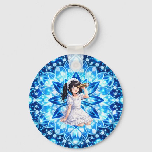 Mirabella in Frost Light – Ice Blue Kaleidoscope  キーホルダー (正面)
