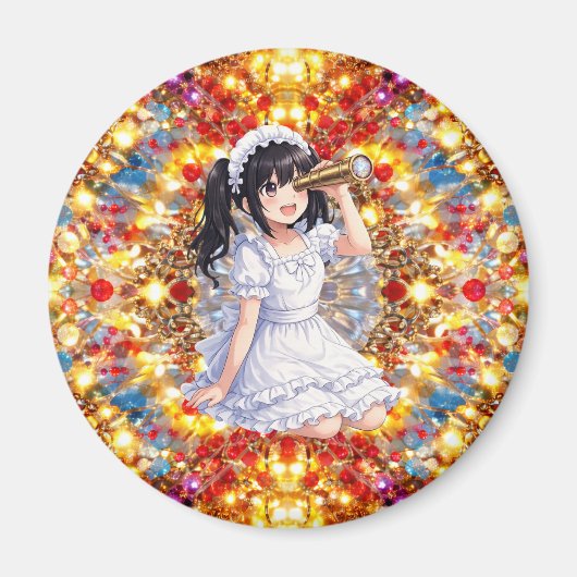 Mirabella in Golden Glow – Kaleidoscope Mandala  マグネット (正面)