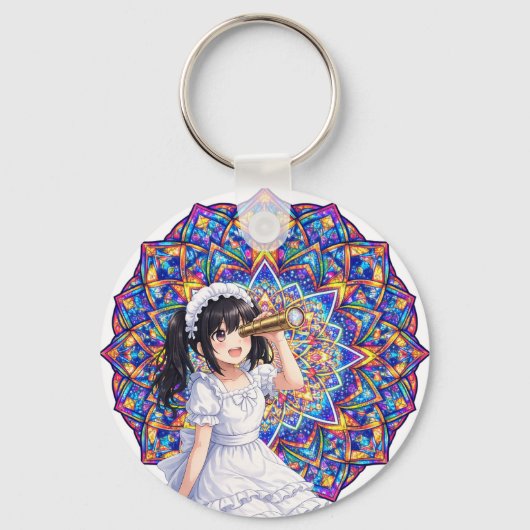 Mirabella in Kaleidoscope Light – Color Mandala  キーホルダー (正面)