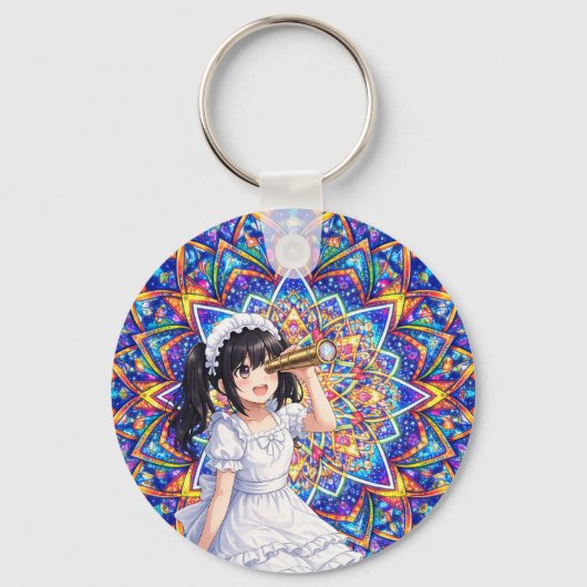 Mirabella in Kaleidoscope Light – Color Mandala  S キーホルダー (正面)