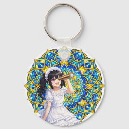 Mirabella in Sunlight – Blue Gold Mandala Keychain キーホルダー