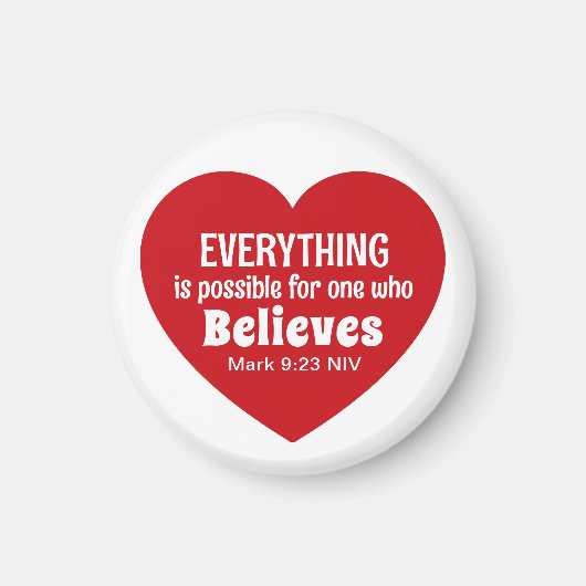 Miracle Bible Verse Red Heart Encouraging Believe マグネット (正面)