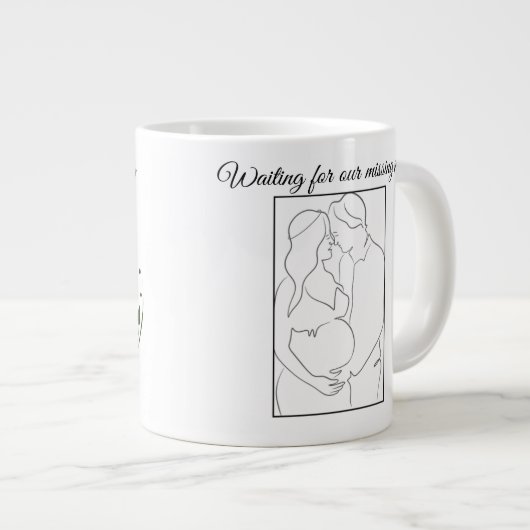 Miracle in Motion – Parents-to-Be Line Art Mug 🤍 ジャンボコーヒーマグカップ (正面右)