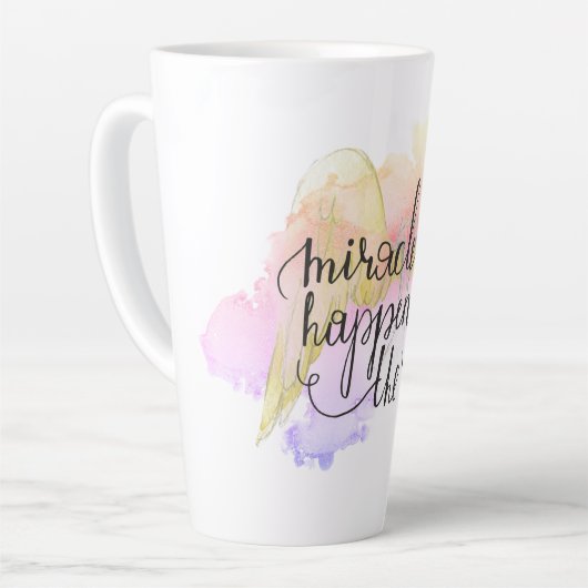 Miracles Happen Angel Wings  カフェラテマグ (左アングル)