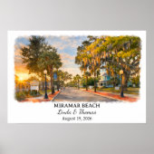 Miramar Beach Florida Poster, Watercolor, Custom ポスター (正面)