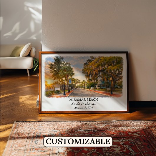 Miramar Beach Florida Poster, Watercolor, Custom ポスター
