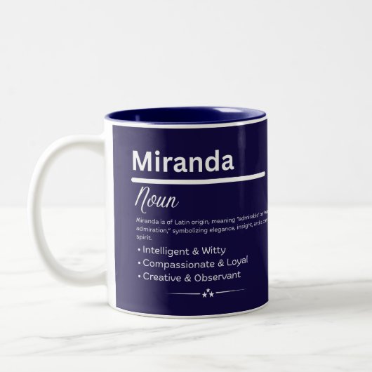 Miranda, Girl Personalized Name Definition Mug ツートーンマグカップ (左)