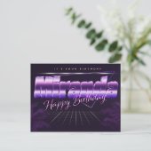 Miranda Name Vorname lila Postkarte Geburtstag ポストカード (スタンド正面)