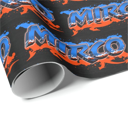Mirco Vorname Name Graffiti blue orange ラッピングペーパー (ロールコーナー)