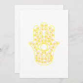 Miriam手の黄色いレモン輪郭Hamsa手の 招待状 (正面/裏面)