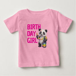 Miro the Dreamer Panda 1st Birthday Girl  Baby T ベビーTシャツ