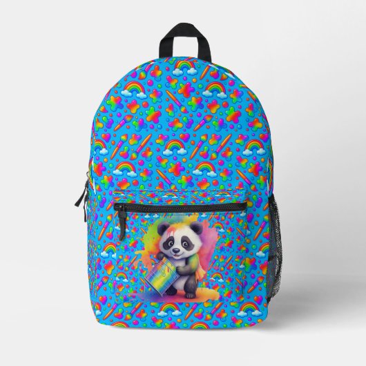 Miro the Panda Bear — バックパック コットン縫製バッグ (正面)