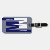 Mirrored Monogram (initial & name) Blue ラゲッジタグ (正面横)