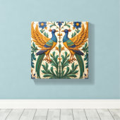 Mirrored Peacocks キャンバスプリント (インサイチュ (ウッドフロア))