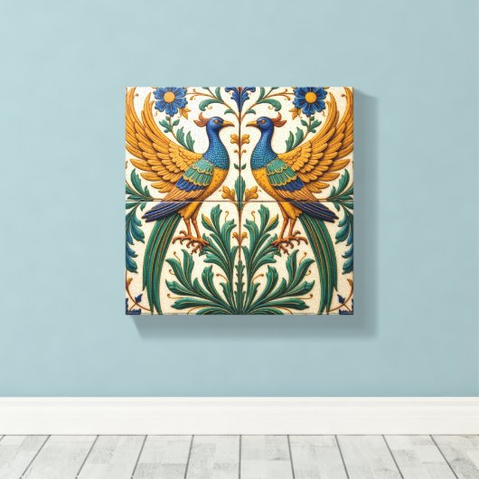 Mirrored Peacocks キャンバスプリント (インサイチュ (ウッドフロア))