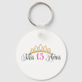 Mis 15アノスキンセアニェラ金ゴールドティアラピンク キーホルダー (正面)