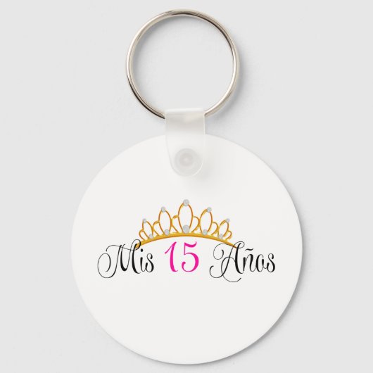 Mis 15アノスキンセアニェラ金ゴールドティアラピンク キーホルダー (正面)