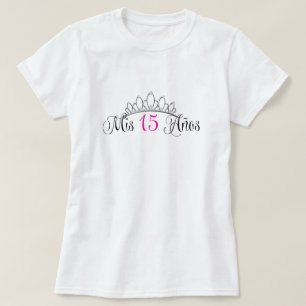 Mis 15 Anosキンセアニェラの銀製のティアラのピンク Tシャツ