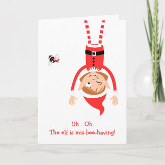  Mis-Bee-Having Elf Holiday Card カード