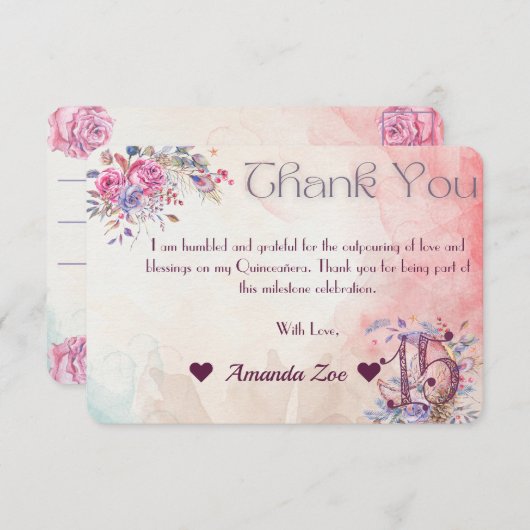 Mis Quinceありがとう サンキューカード (正面/裏面)