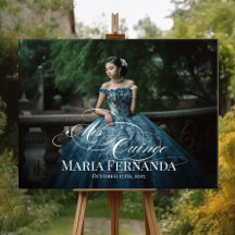 Mis Quinceキンセアニェラ歓迎サインと写真