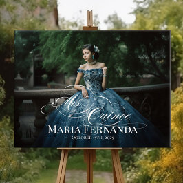 Mis Quinceキンセアニェラ歓迎サインと写真 ポスター