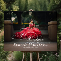 Mis Quinceキンセアニェラ歓迎サインと写真