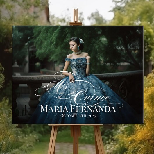 Mis Quinceキンセアニェラ歓迎サインと写真 ポスター