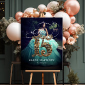 Mis Quinceキンセアニェラ歓迎サインと写真 ポスター