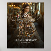 Mis Quinceキンセアニェラ歓迎サインと写真 ポスター (正面)