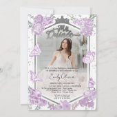 Mis Quinceフォト招待状バイリンガルラベンダー 招待状 (裏面)