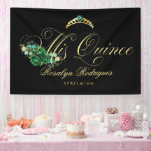 Mis Quinceブラックグリーンウェルカムサイン