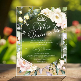 Mis Quince | バタフライボホフラワーキンセañera アクリル招待状