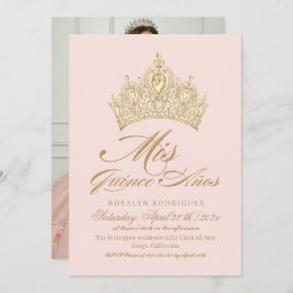 Mis Quince Anosエレガントピンク金ゴールド写真 招待状