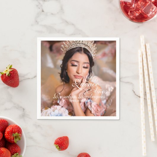 Mis Quince Anosキンセアニェラ写真15誕生日 スタンダードカクテルナプキン (インサイチュ)