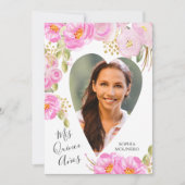 Mis Quince Anosフォトピンク金ゴールドフローラキンセアニェラ 招待状 (正面)